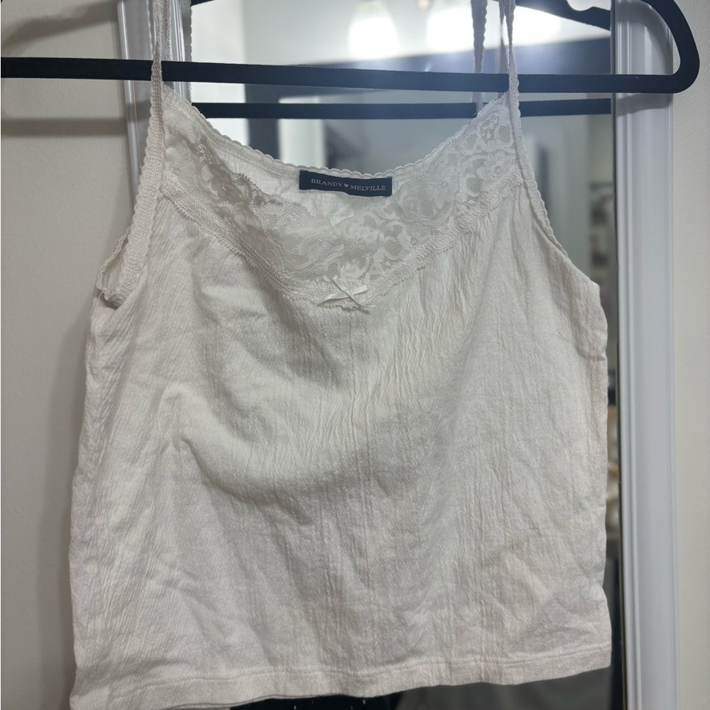 Brandy Melville Cream Lace-Trim Spaghetti Strap Cami